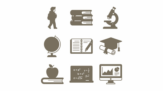Back to School Learning Essentials Icons