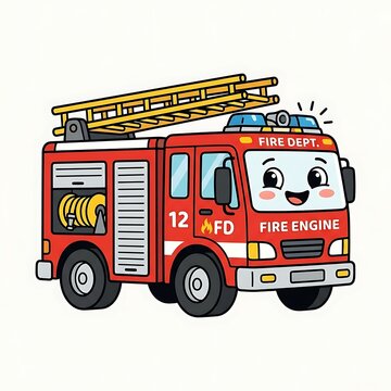 Cartoon fire truck smiling face.