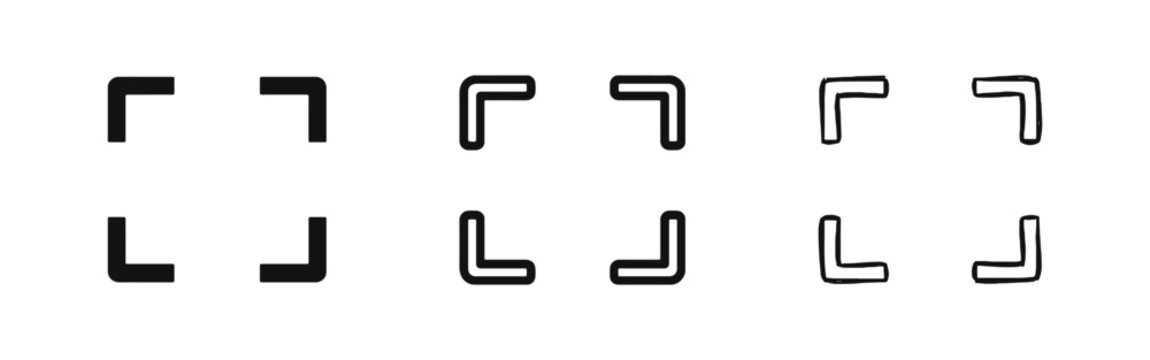 Camera Viewfinder and Focus Icon Set for Photography and Image Capture