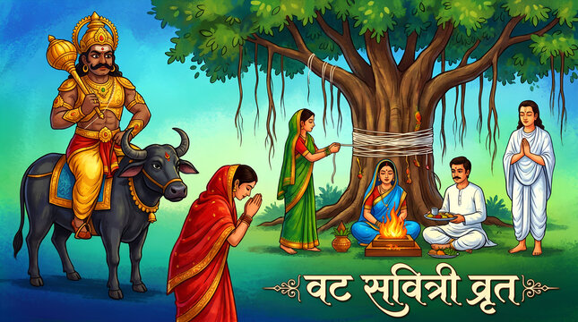 Vat Savitri Vrat Worship of Lord Yama Under Sacred Tree