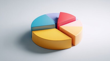 Obraz premium Colorful 3 d pie chart representing data and statistics on light background