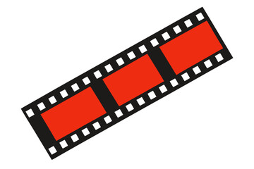 Fototapeta premium Film strip icon, red movie frame, cinematic tape, vector footage