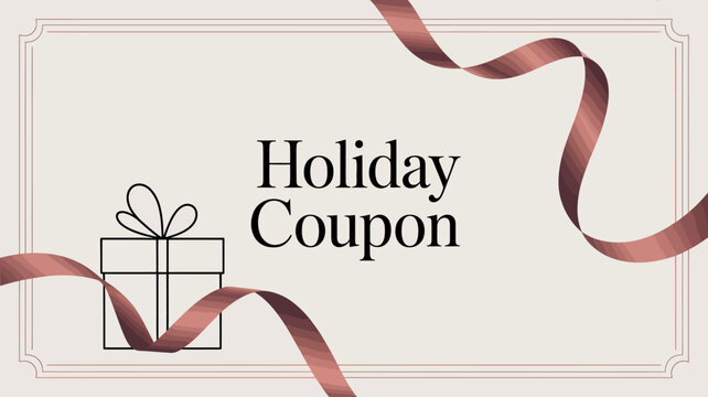 Holiday coupon, gift certificate, discount voucher, vector label