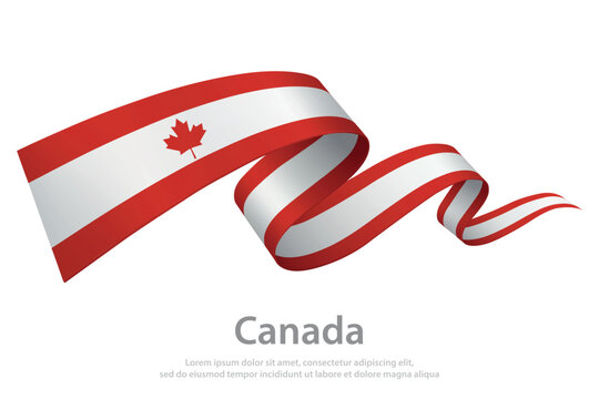 Canada Waving Flag Ribbon on White Background