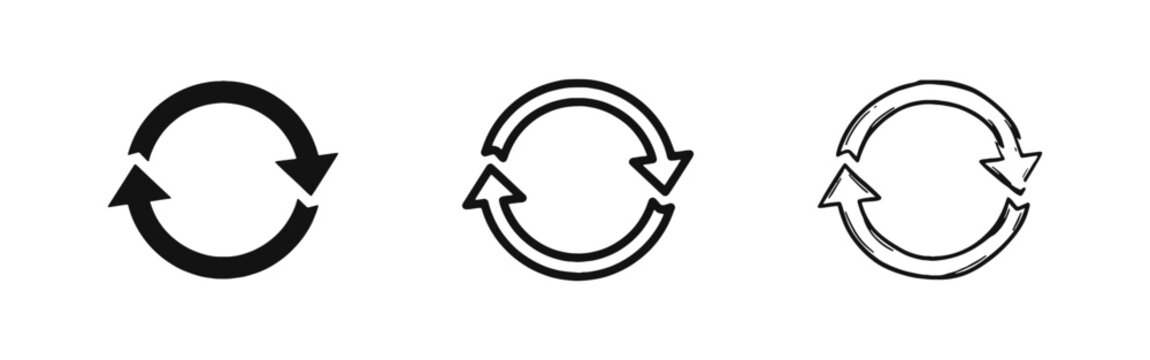 Refresh and Recycle Circular Arrows Icon Set for Syncing