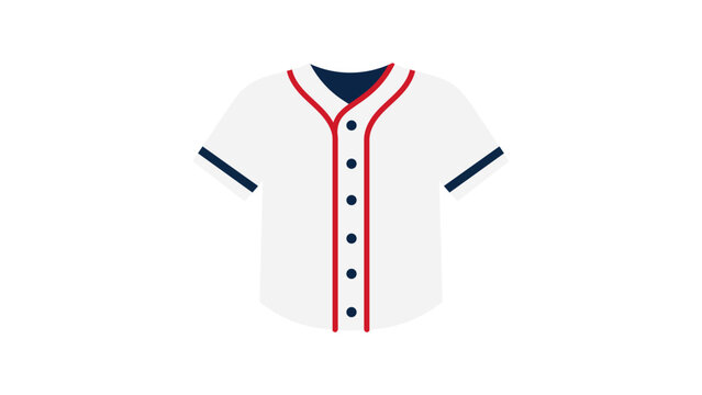 A professional baseball jersey vector icon with a modern flat design isolated on a white background, representing athletic sports team apparel and uniform for games, leagues, and sports clothing.