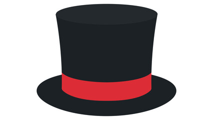 Minimalist flat top hat vector illustration representing formal elegance and magic performance, suitable for fashion branding, circus themed designs, and modern clothing accessory icon sets. © Adnan