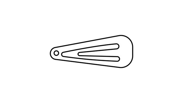 Clean and modern minimalist black line vector illustration of a functional hair clip with an editable stroke, ideal for beauty industry graphics, salon logos, and fashion accessories design.