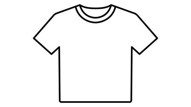 Clean minimalist t-shirt vector icon with editable stroke, displaying a hand-drawn black line illustration of a casual garment for apparel design projects on an isolated white background.