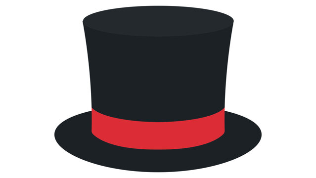 Minimalist flat top hat vector illustration representing formal elegance and magic performance, suitable for fashion branding, circus themed designs, and modern clothing accessory icon sets.