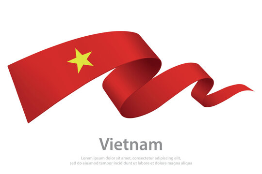 Vietnam Waving Flag Ribbon on White Background