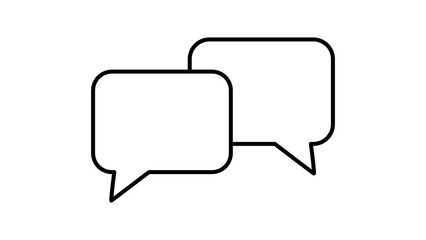 Fototapeta premium Minimalist black line vector icon of two speech bubbles symbolizing chat and collaboration, professional web illustration with editable stroke and customizable line weight for app design.