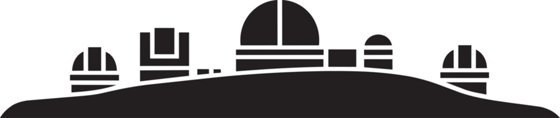 Astronomy observatory with telescopes and domes on a hill flat minimalist in outline style © MOHAMMAD
