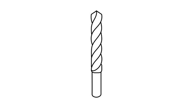 Professional drill bit vector icon for construction and industrial projects featuring a clean hand-traced illustration with editable stroke for customizable line weight and minimalist design.