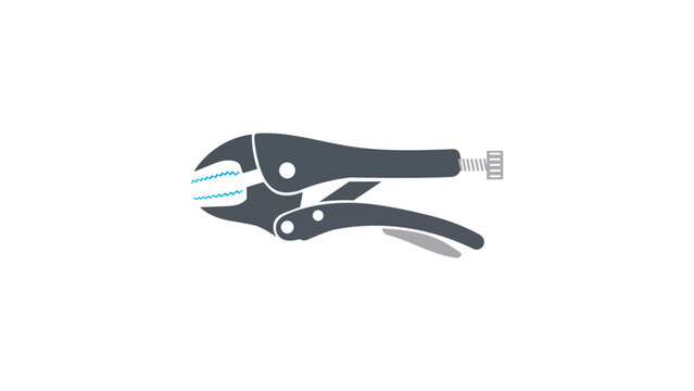 Versatile locking pliers vector illustration featuring a modern hand-drawn design, high-quality scalable icon for hardware stores, repair services, and industrial tool catalogs in line art.