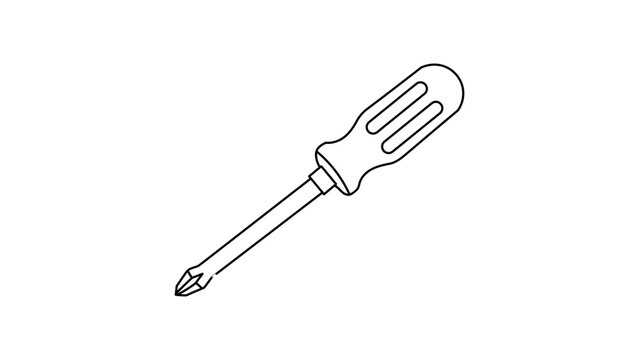 Phillips screwdriver vector icon illustration with editable stroke for hardware repair and construction projects, hand-drawn manual tool with adjustable line weight for DIY home maintenance.