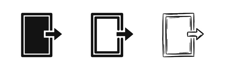 Exit door with logout arrow direction sign icon set © drawing lines