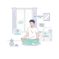 Obraz premium Mindfulness meditation practice for stress relief cozy room digital illustration relaxed atmosphere indoor view mental well-being