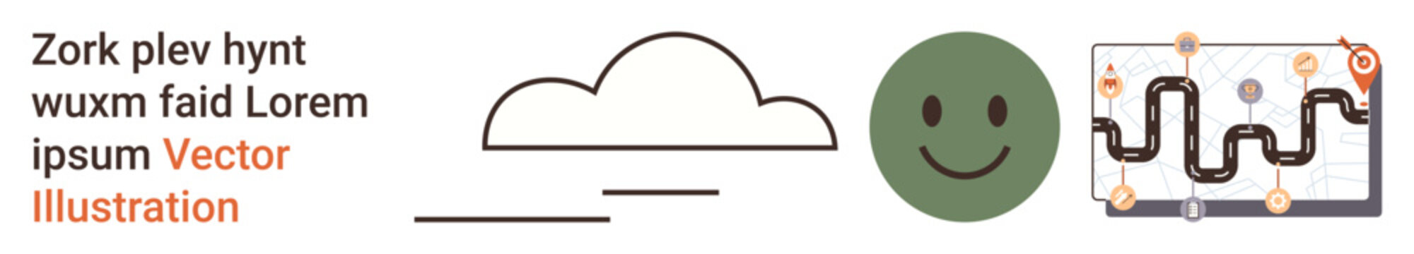 Weather forecasting, digital navigation, mood tracking, travel planning, user experience, abstract design. Cloudline, happy face labyrinth-style map. Weather forecasting and digital navigation