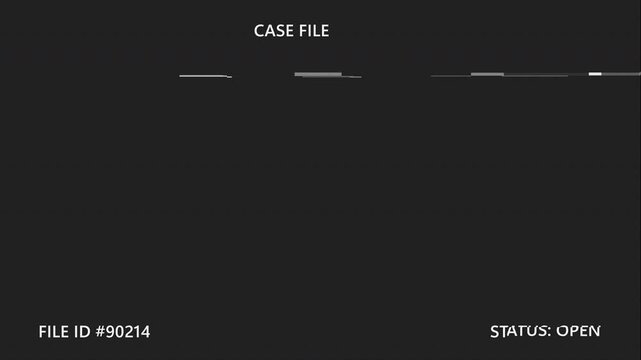 Vintage Forensic Case File Active Overlay with Old Investigation Database Interface, Retro Evidence Recording Screen and Analog Video Texture