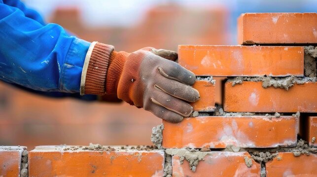 Building Dreams: Construction Worker Assembling Bricks
