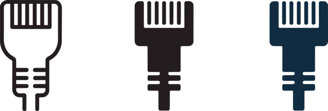 Ethernet rj45 connector icons set network cable jack technology icon data icon electronic broadband