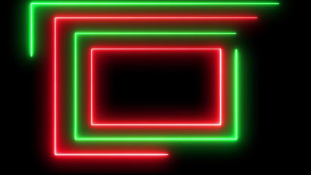 Rectangle empty space border presentation design. Animation of glowing neon rectangles abstract background. Neon rectangle frame loop animation. rectangular glowing frame with moving line.