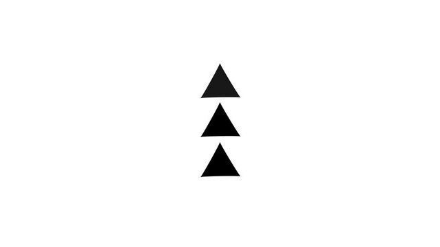 Three stacked black and dark gray triangles pointing upwards on a clean white background, forming a simple abstract