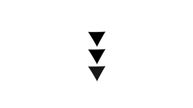 Three stacked triangles pointing downwards against a clean white background, with shades of black and dark gray creating a simple abstract