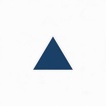A singular, dark blue equilateral triangle is centrally positioned against a mottled, off-white, textured backdrop. Minimalist