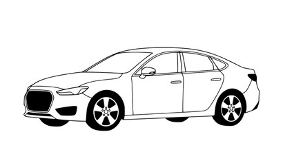 Fototapeta premium Minimal sky blue car vector icon simple vehicle illustration