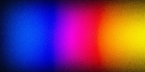 Obraz premium Abstract background with vibrant gradient colors of blue, purple, red, orange and yellow with a grainy texture