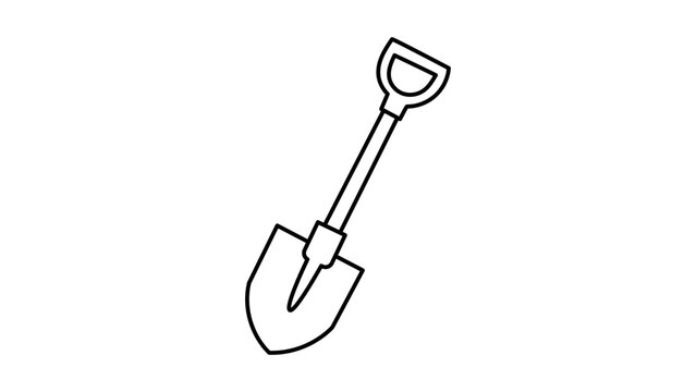 Professional garden shovel vector icon illustration with editable stroke, featuring a clean line art trowel for gardening and planting tasks in a customizable minimalist outline style.