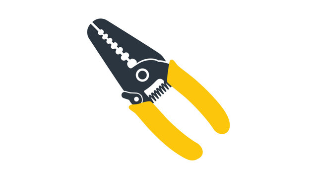 Professional wire stripper tool vector icon with editable stroke, minimalist hand tool illustration for electrical work and maintenance, customizable line weight for technical manual design.