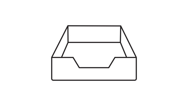 Clean paper tray vector icon with an editable stroke for office document organization and inbox management, minimalist line illustration of a desk file organizer for professional business use.