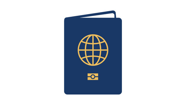 International passport vector icon illustration, simple minimalist document for travel and global immigration, hand-drawn line art symbol for tourism identity and adventure journey verification.