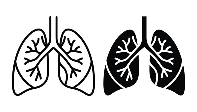 Human lungs anatomy icons Vector