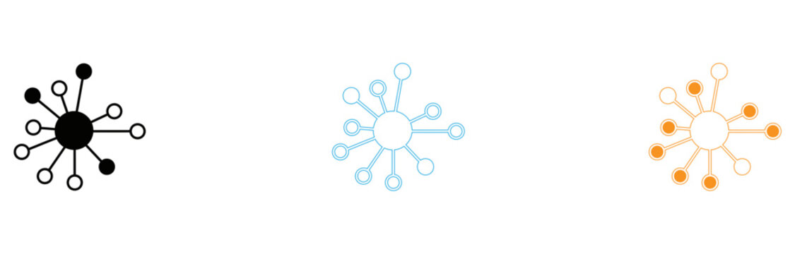 Colorful abstract network icons set isolated on transparent background, Vector