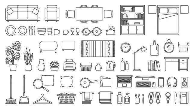 Architectural Furniture and Object Symbols for Floor Plans.