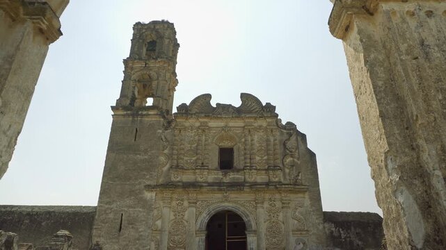 Abandoned ex hacienda Caxcantla church in puebla mexico