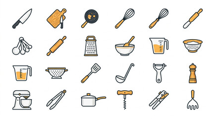 Collection of Kitchen Utensils and Cooking Tools. © Arya