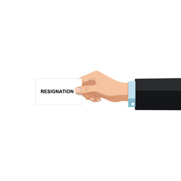 Professional hand in a suit holding a resignation letter, symbolizing leaving