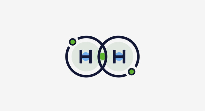 Simple graphic of two hydrogen atoms bonded together
