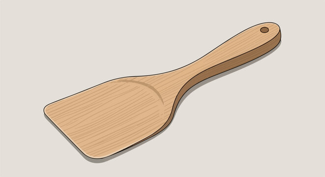 Simple wooden kitchen spatula with a hole at the end of the handle