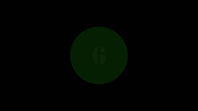 Minimalist 10 Second Countdown Timer with Dark Green Circle.Simple 4K Motion Graphics of a Green Circular Loading Timer.Abstract Countdown Symbols from 1 to 0 for Digital Video on Black Background.