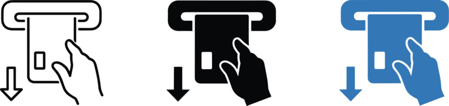 Icons of Inserting Card into Machine slot hand