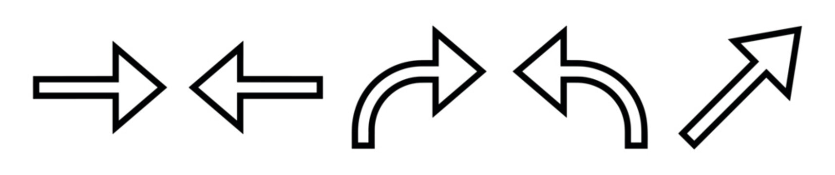 Set of outline arrows indicating direction and navigation