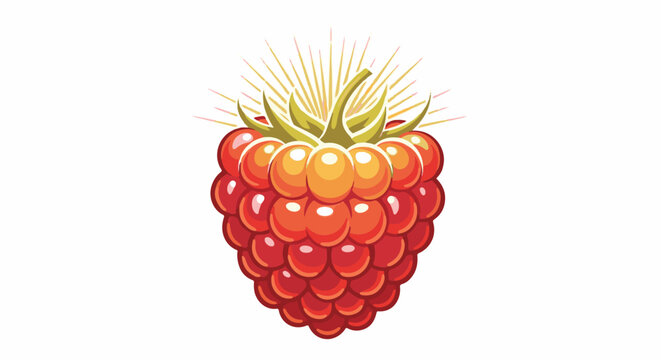 A stylized raspberry with a radiating glow
