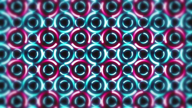 Hypnotic Neon Circles Spinning Background
Abstract mesmerizing background made up of glowing neon circles spinning in a seamless loop