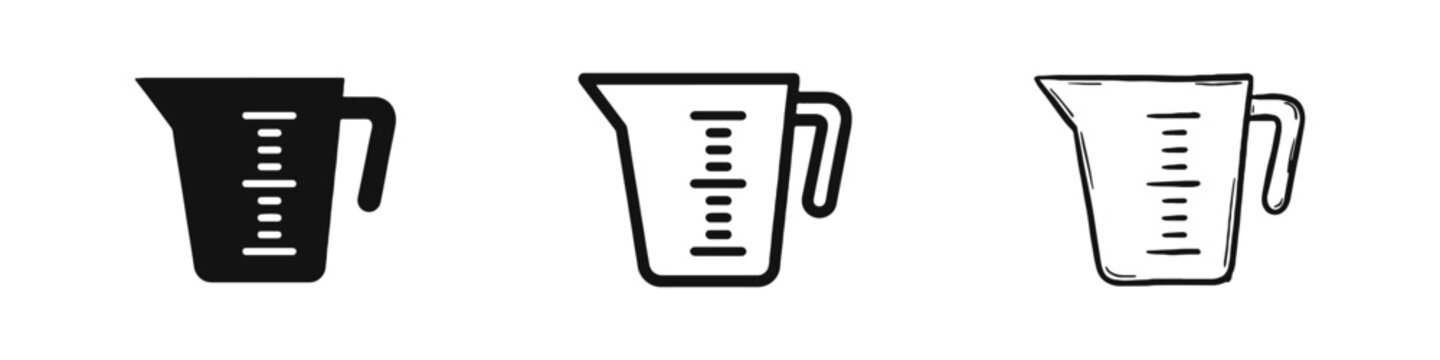 Kitchen Measuring Cup for Cooking and Baking Icons Set